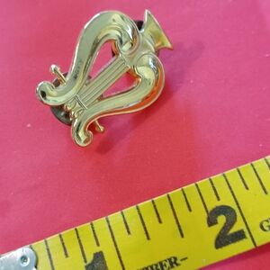 Gold Lyre Brooch